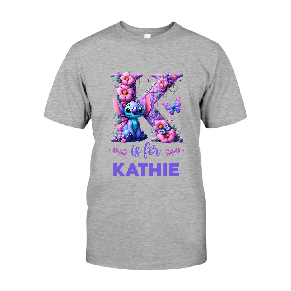 Blue Ohana Alphabet Letter Custom Name - Personalized Ohana T-shirt And Hoodie