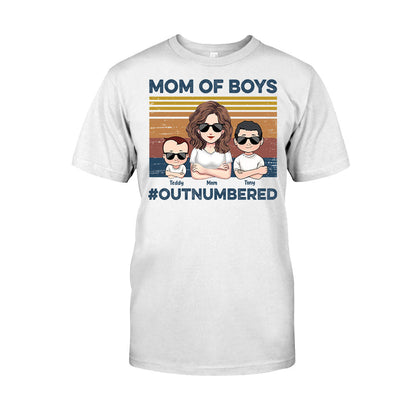 Mom Of Boys Outnumbered - Personalized Mother's Day Mother T-shirt and Hoodie