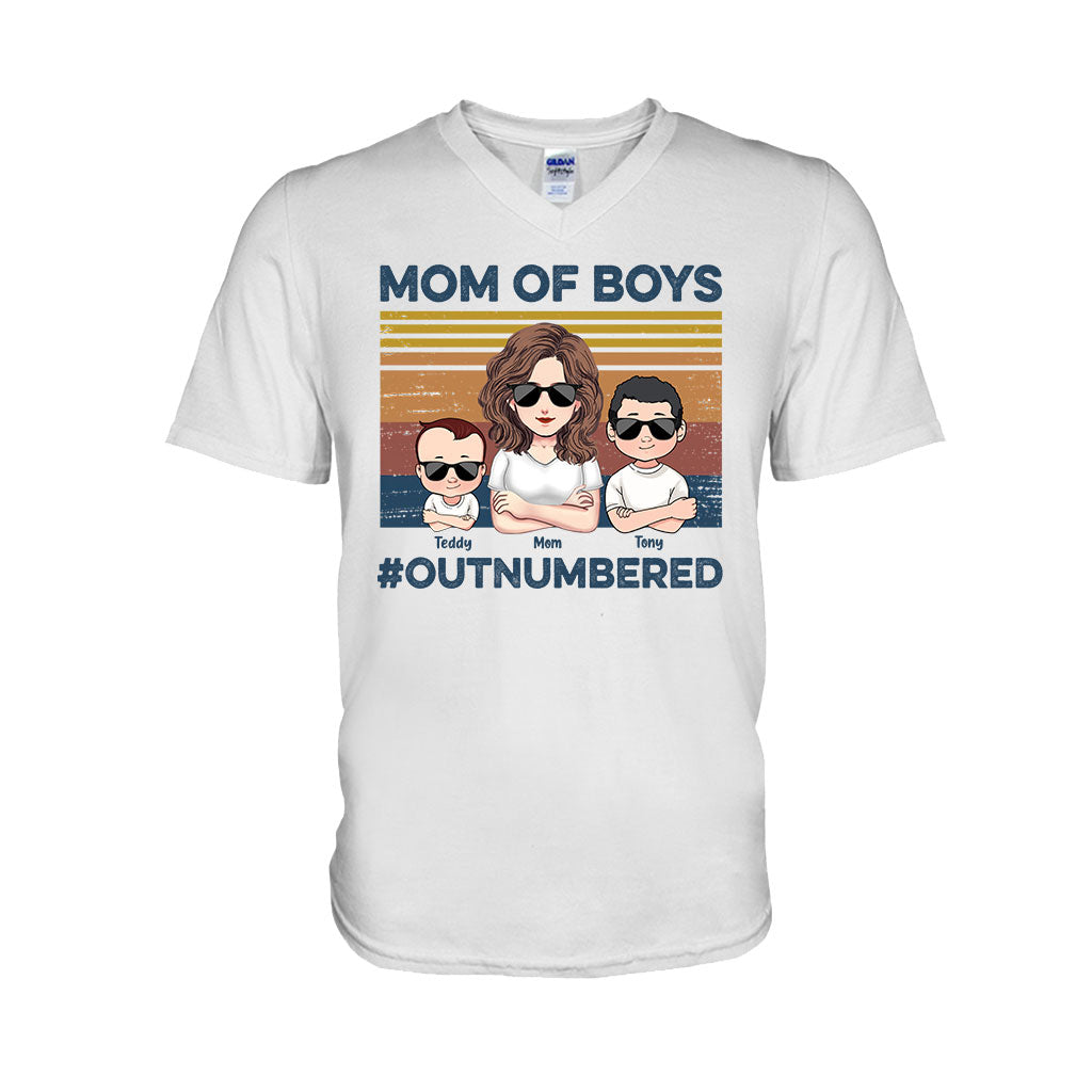 Mom Of Boys Outnumbered - Personalized Mother's Day Mother T-shirt and Hoodie