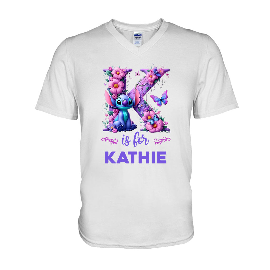 Blue Ohana Alphabet Letter Custom Name - Personalized Ohana T-shirt And Hoodie