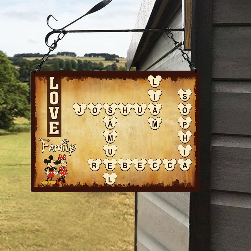 Family Crossword Scrabble Puzzle - Personalized Family Rectangle Metal Sign