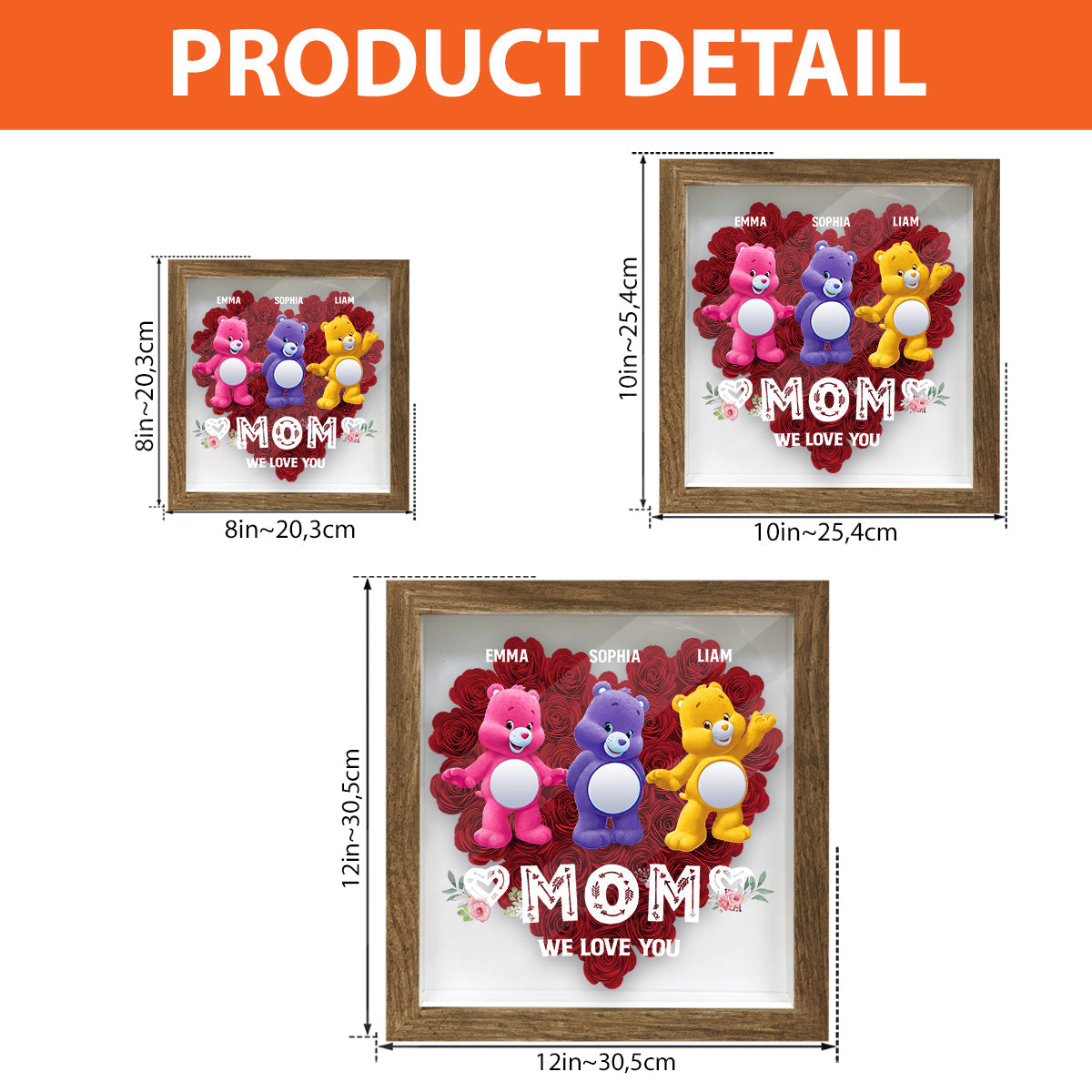 Mom We Love You - Personalized Mother Flower Shadow Box