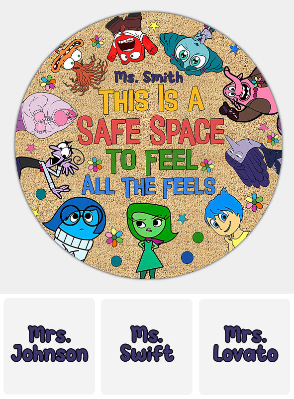 This Is A Safe Space To Feel All The Feels - Personalized Autism Awareness Round Rug