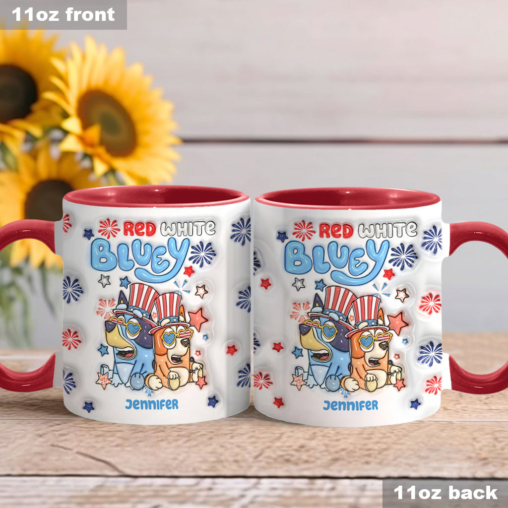 Red White Blue Cool Dog - Personalized Accent Mug