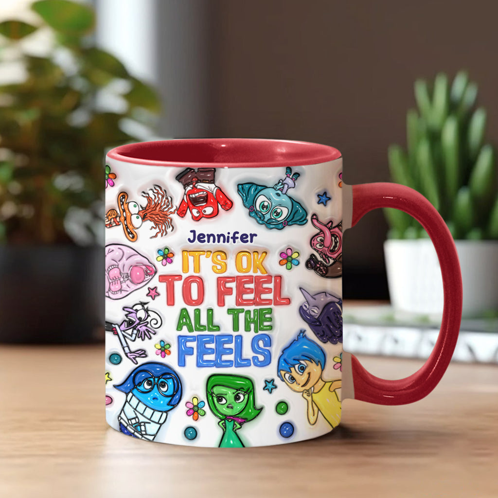 It's Ok To Feel All The Feels - Personalized Accent Mug