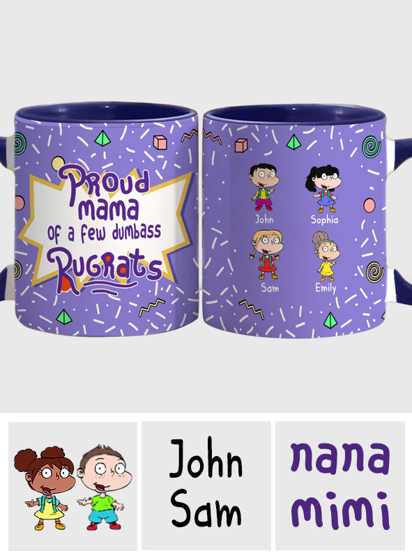 Proud Mama Of A Few Kids - Personalized 90's Cartoon Accent Mug