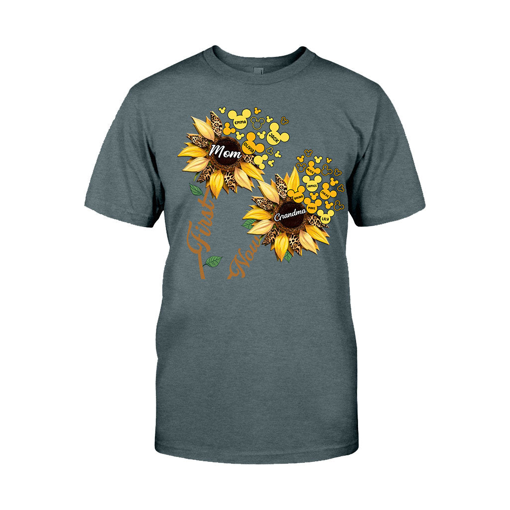 First Mom Now Grandma Sunflower Mouse Ears - Personalized Grandma T-shirt And Hoodie