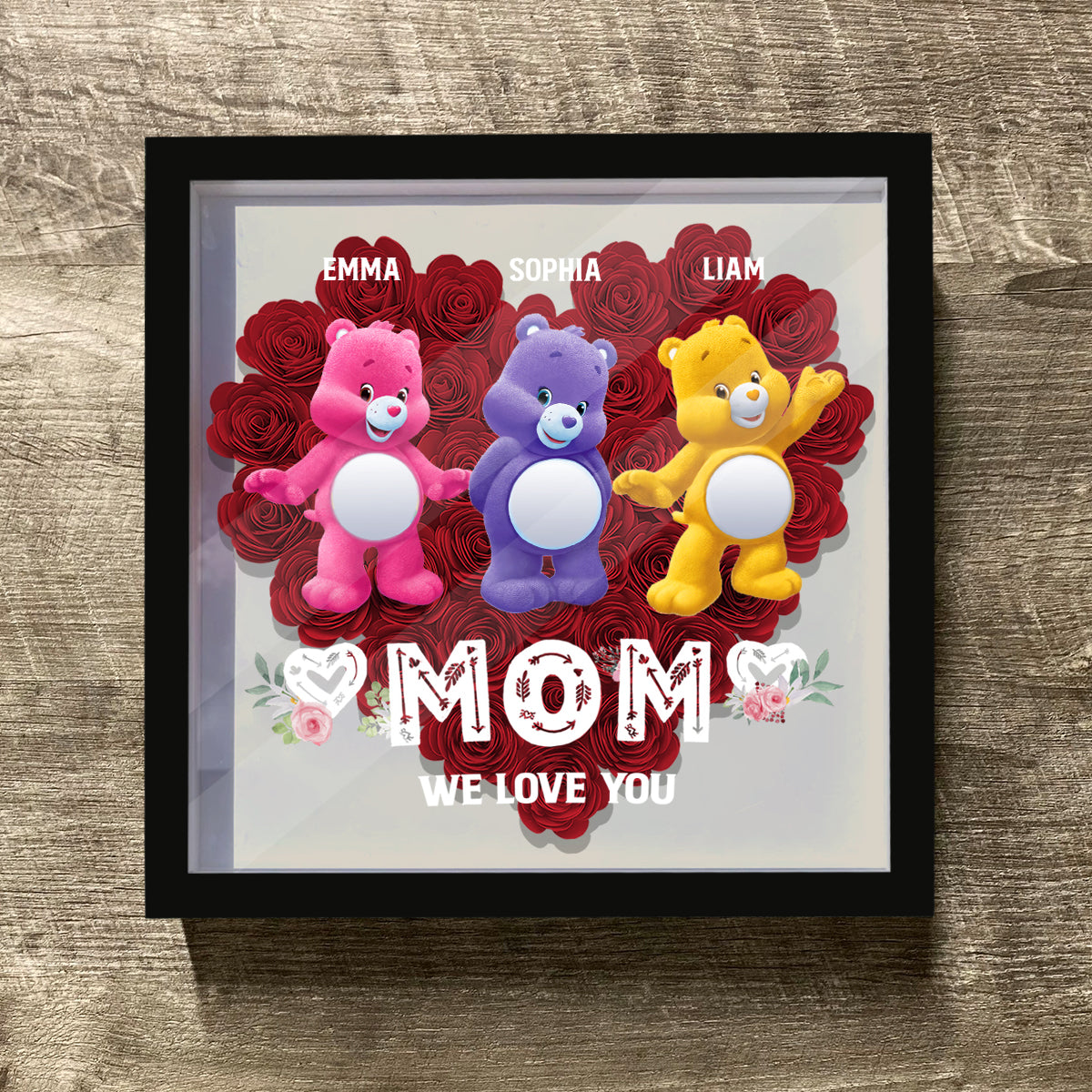 Mom We Love You - Personalized Mother Flower Shadow Box
