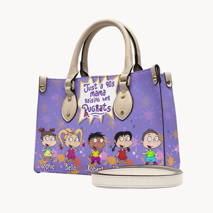 Just A Mama Raise Rugrats - Personalized 90's Cartoon Leather Handbag