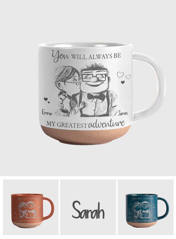 Carl and Elli - Personalized Mouse Engraved Pottery Mug