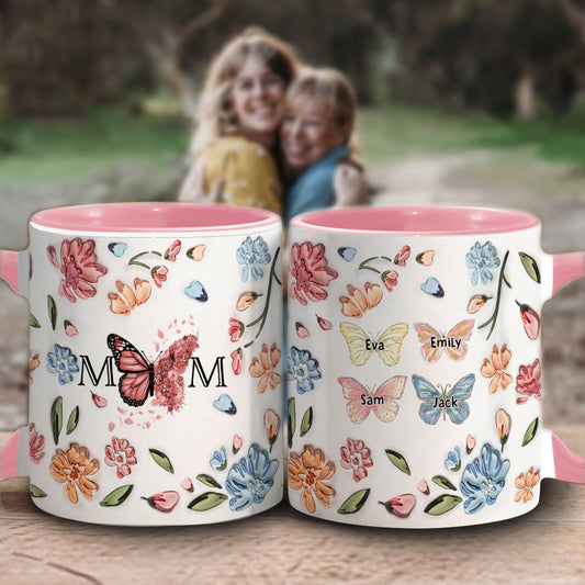 Mother Buttefly Pastel Floral Inflated - Personalized Mother Accent Mug