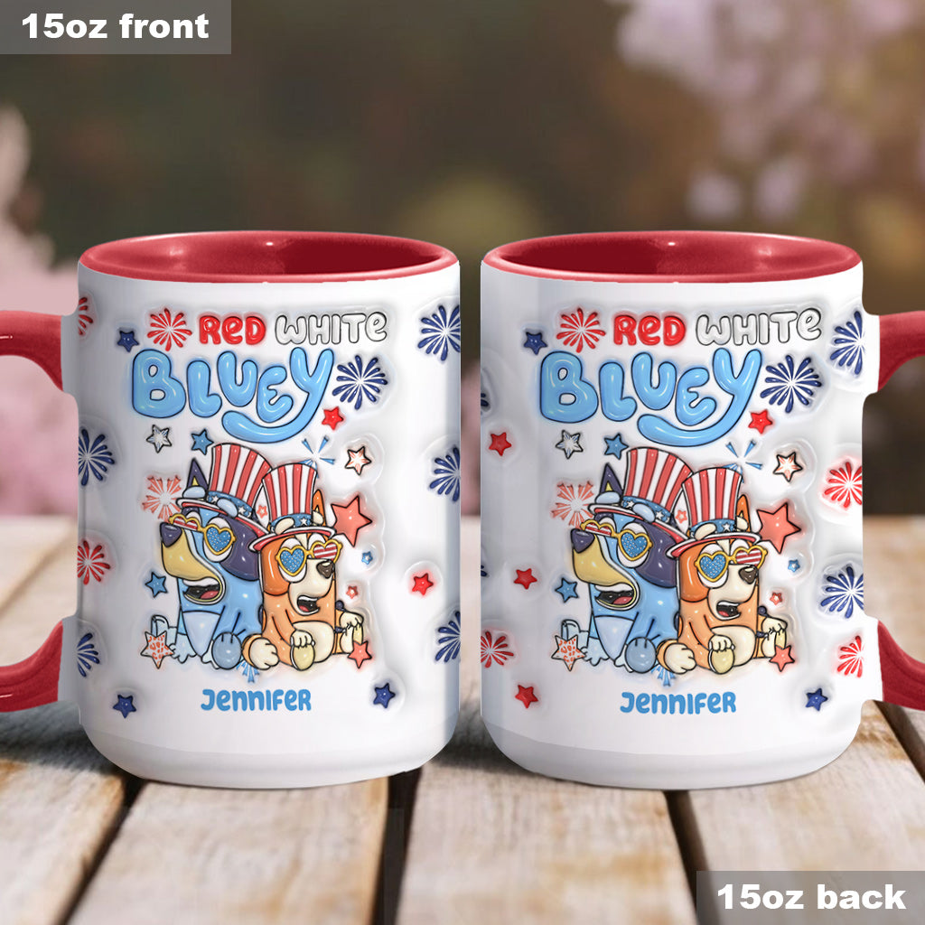 Red White Blue Cool Dog - Personalized Accent Mug