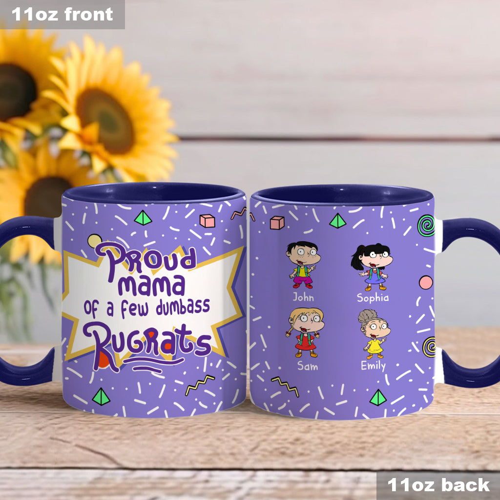 Proud Mama Of A Few Kids - Personalized 90's Cartoon Accent Mug