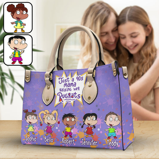 Just A Mama Raise Rugrats - Personalized 90's Cartoon Leather Handbag