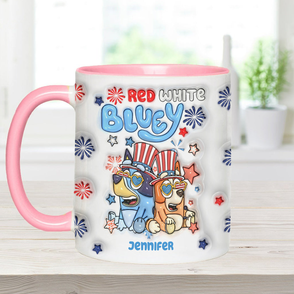 Red White Blue Cool Dog - Personalized Accent Mug