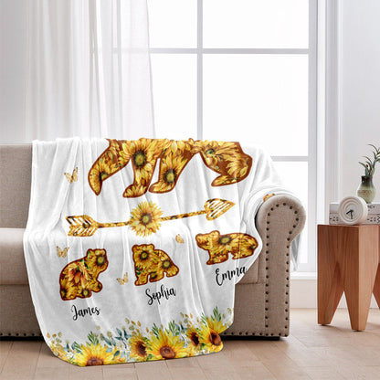 Mama Bear Sunflower - Personalized Mother Blanket