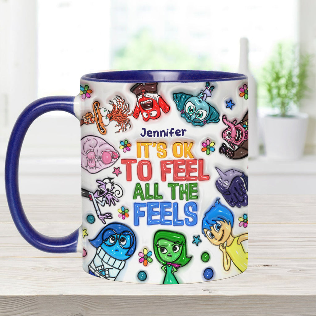 It's Ok To Feel All The Feels - Personalized Accent Mug
