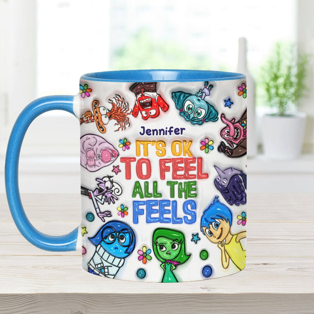 It's Ok To Feel All The Feels - Personalized Accent Mug