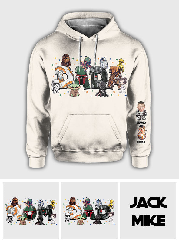 Dada Best Dad In The Galaxy Any Title - Personalized The Force All Over Shirt