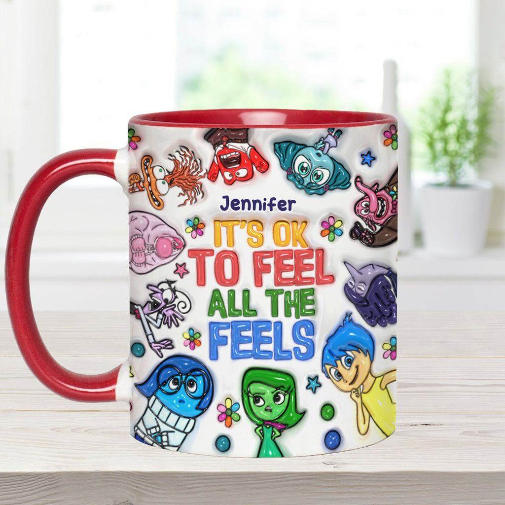 It's Ok To Feel All The Feels - Personalized Accent Mug