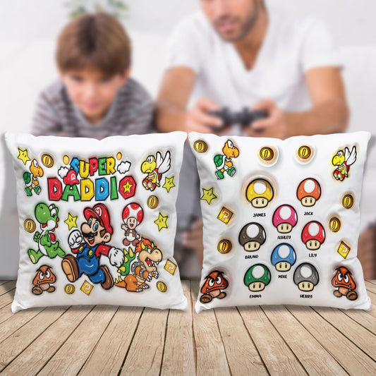 Super Daddio - Personalized Super Plumber Throw Pillow