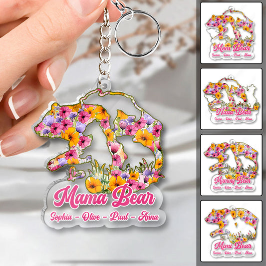 Mama Bear - Personalized Mother Transparent Keychain