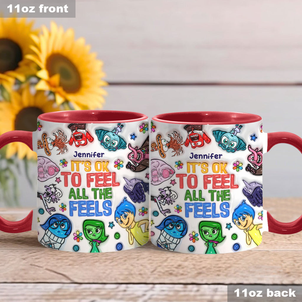 It's Ok To Feel All The Feels - Personalized Accent Mug