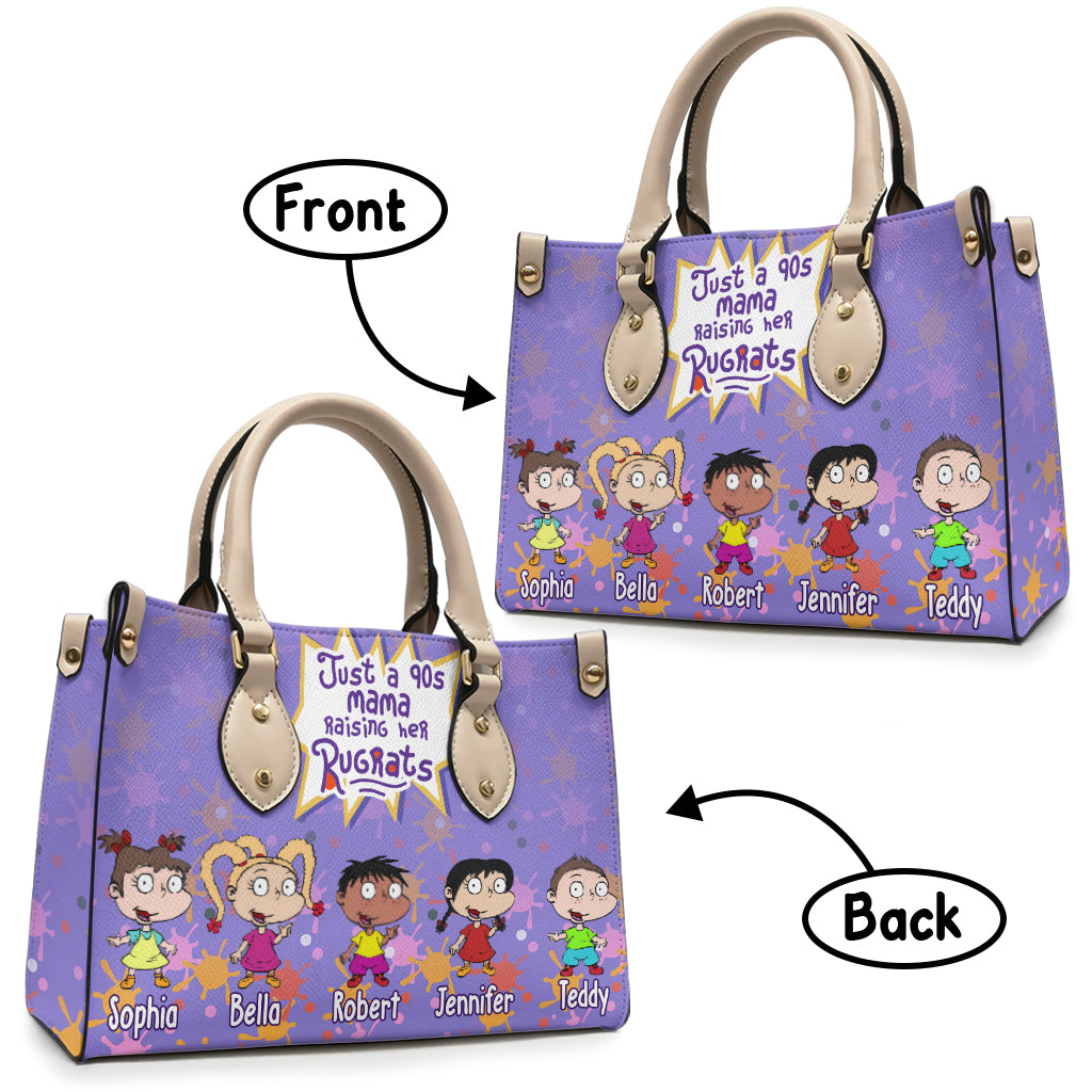 Just A Mama Raise Rugrats - Personalized 90's Cartoon Leather Handbag