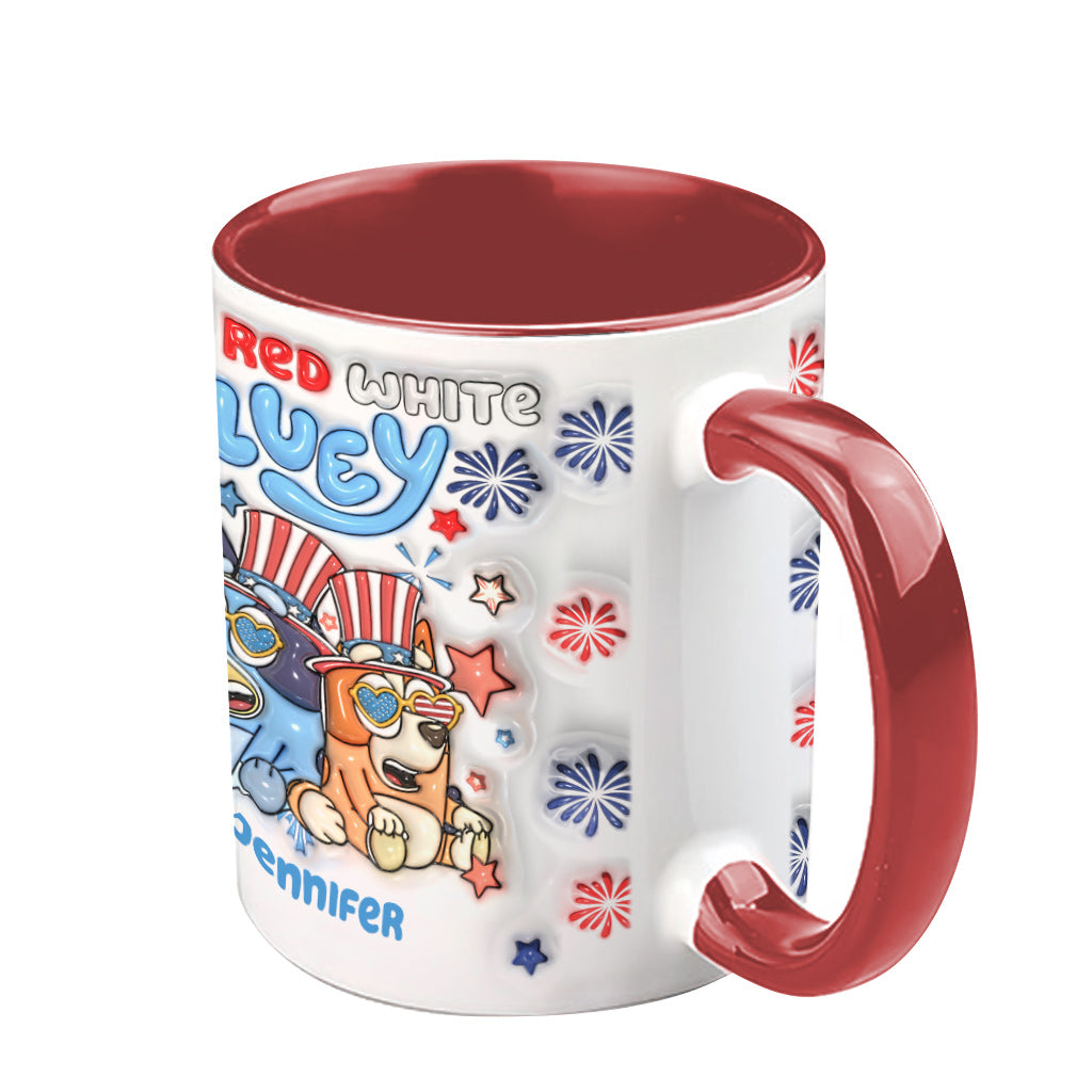 Red White Blue Cool Dog - Personalized Accent Mug