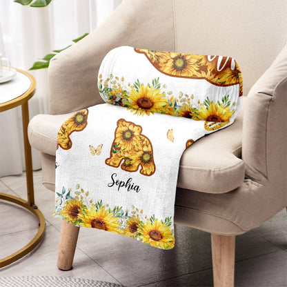 Mama Bear Sunflower - Personalized Mother Blanket