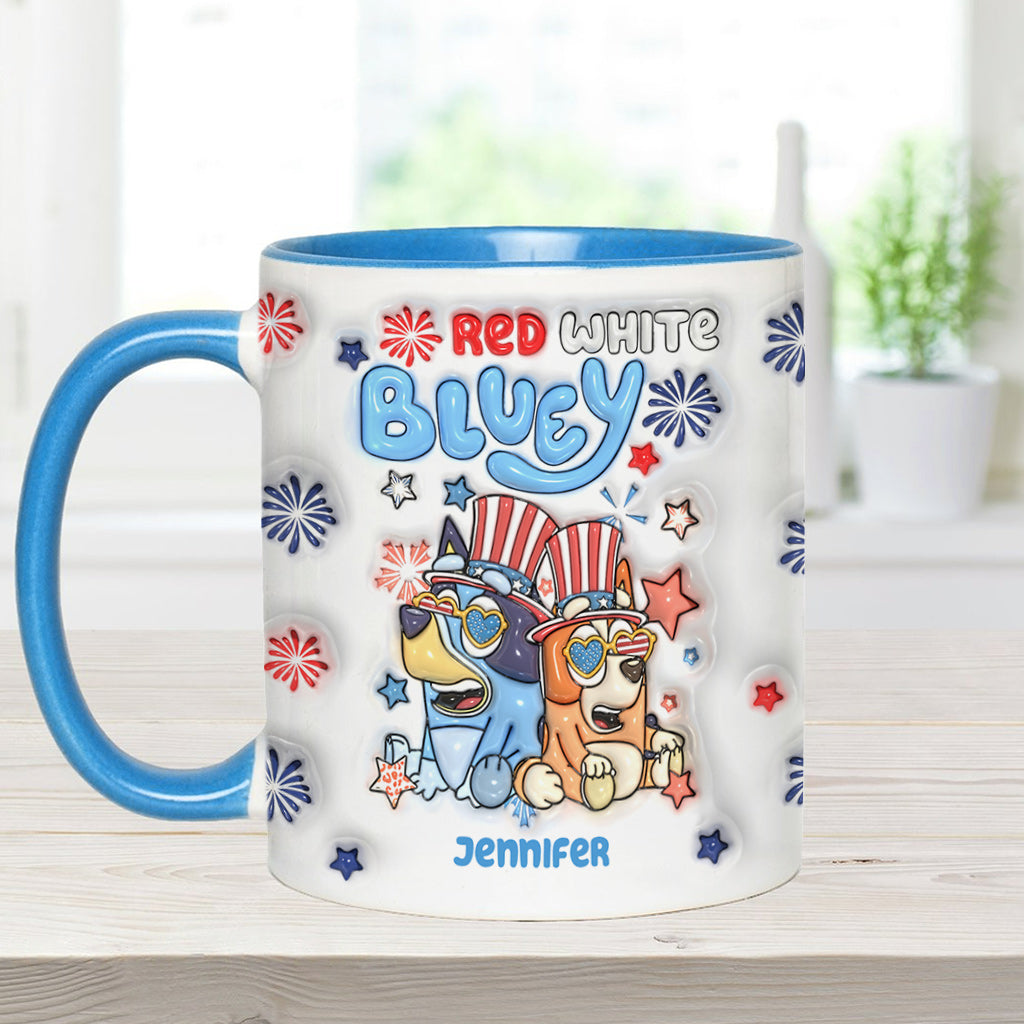 Red White Blue Cool Dog - Personalized Accent Mug