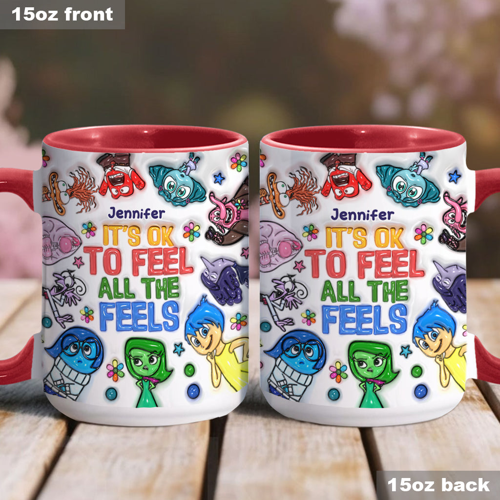 It's Ok To Feel All The Feels - Personalized Accent Mug