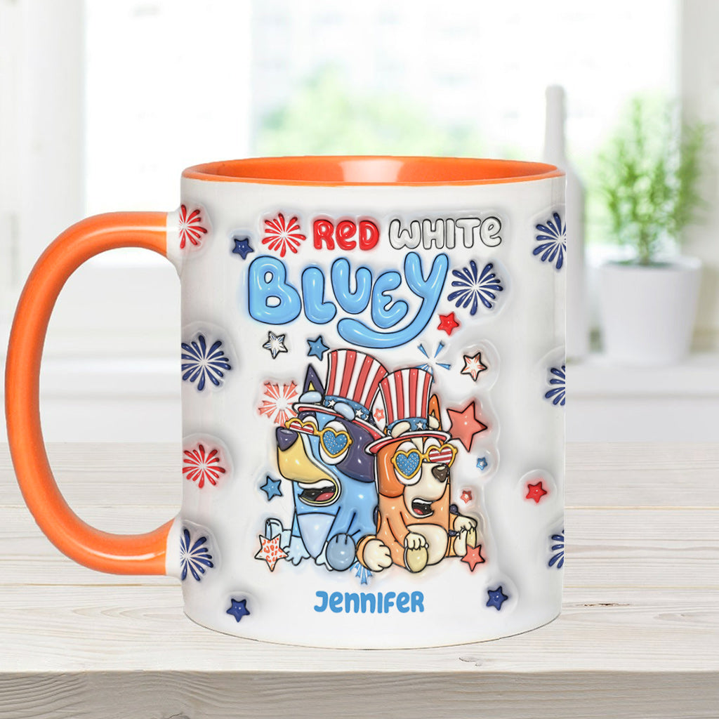 Red White Blue Cool Dog - Personalized Accent Mug