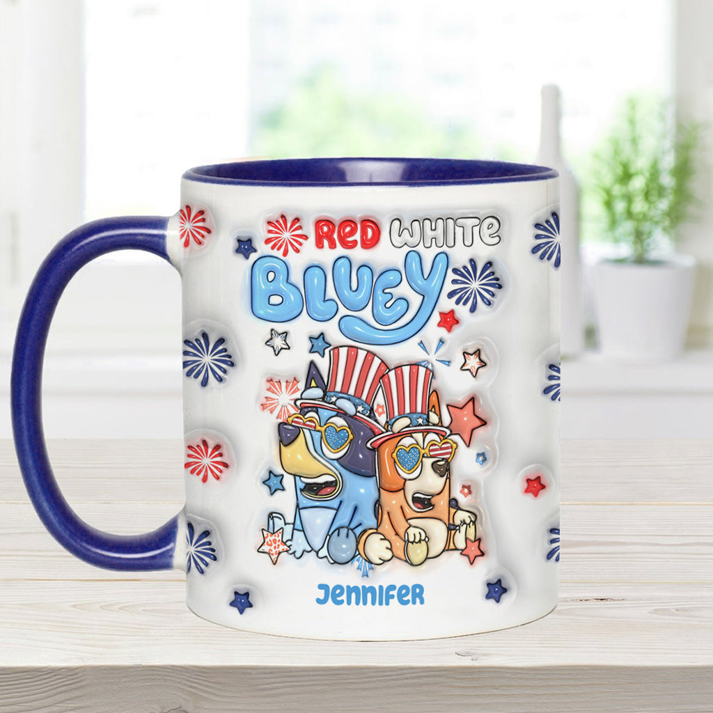 Red White Blue Cool Dog - Personalized Accent Mug