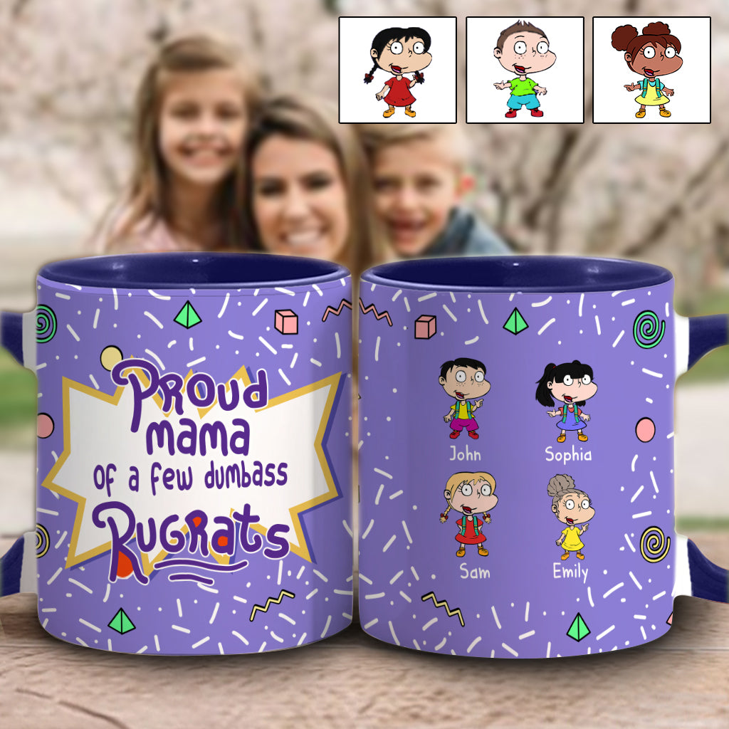 Proud Mama Of A Few Kids - Personalized 90's Cartoon Accent Mug