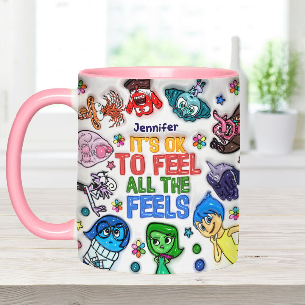 It's Ok To Feel All The Feels - Personalized Accent Mug