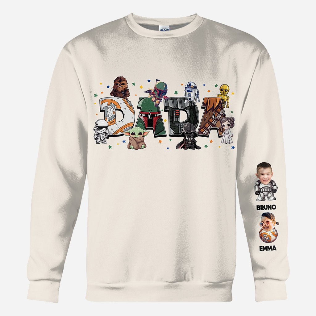 Dada Best Dad In The Galaxy Any Title - Personalized The Force All Over Shirt