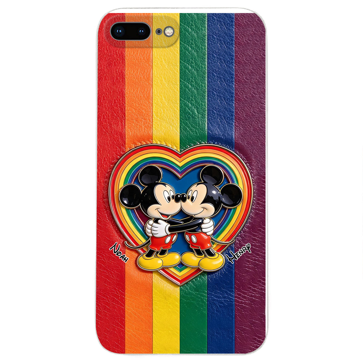 LGBT Cartoon Mouse, Pride Month - Personalized LGBT Support 3D Embossed Leather Phone Case