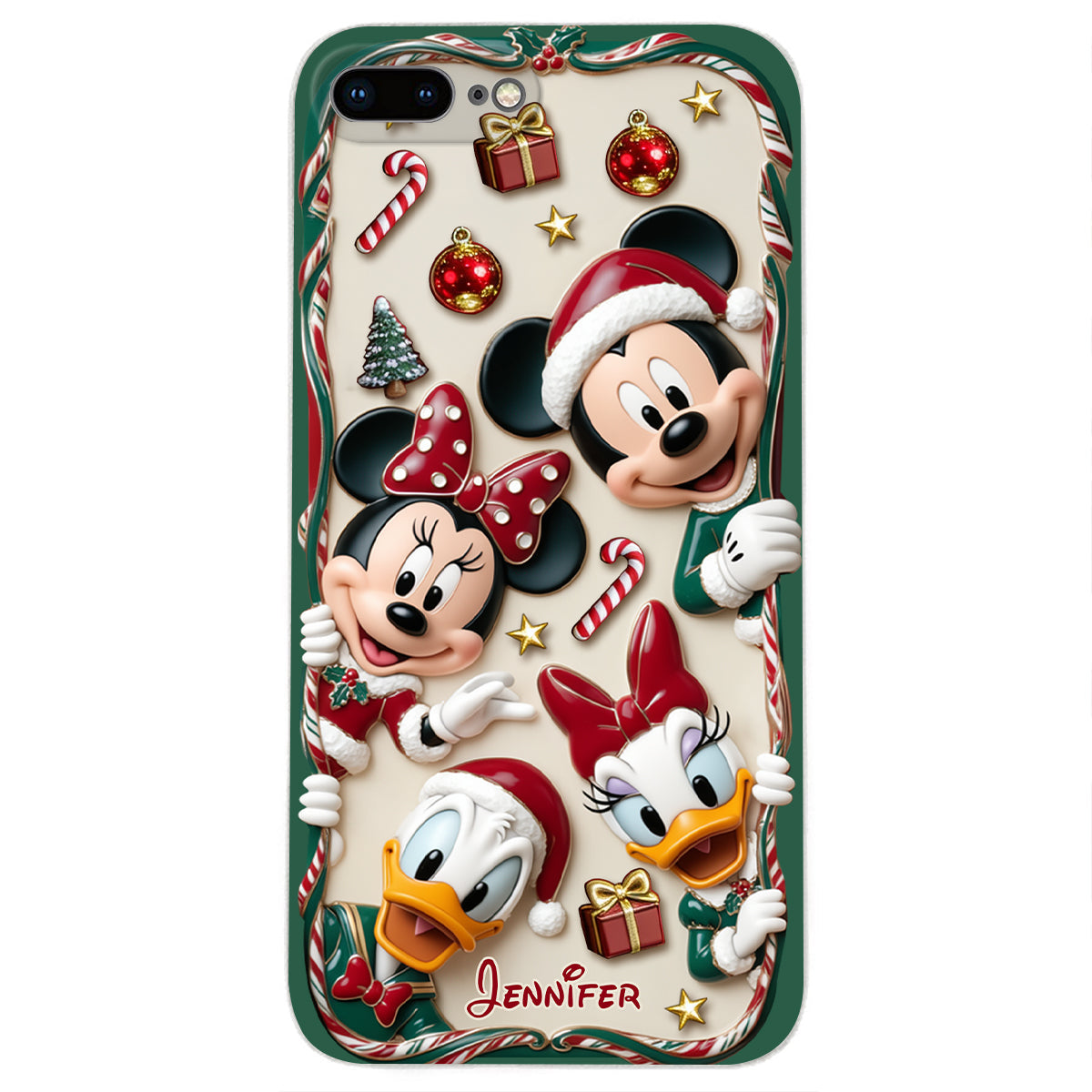 Magical Friends - Personalized Mouse 3D Embossed Leather Phone Case