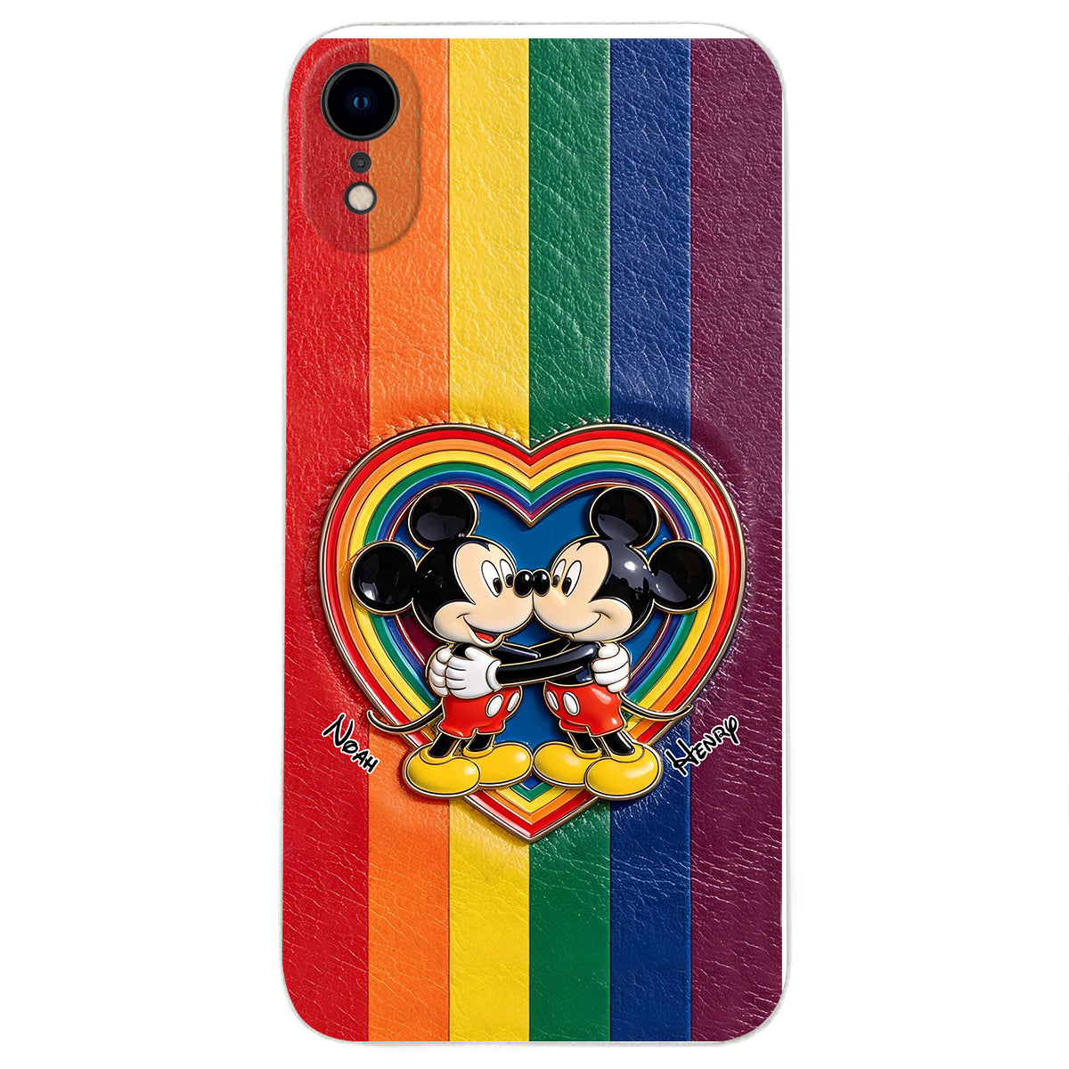 LGBT Cartoon Mouse, Pride Month - Personalized LGBT Support 3D Embossed Leather Phone Case