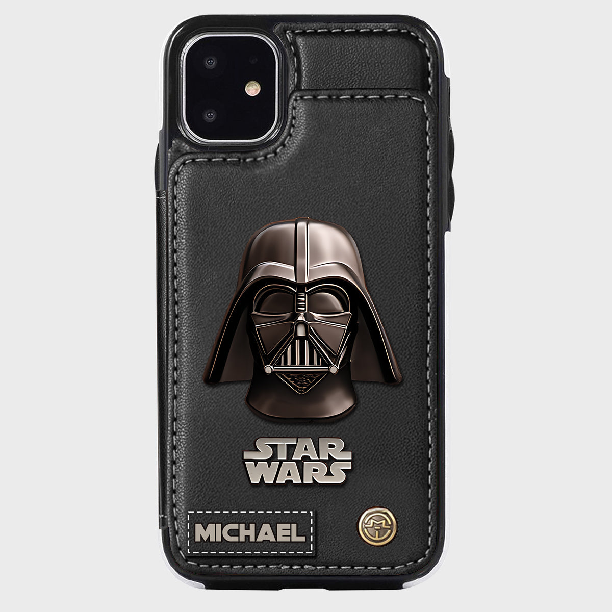 The Black Armored Commander Custom Name - Personalized The Force Wallet Phone Case