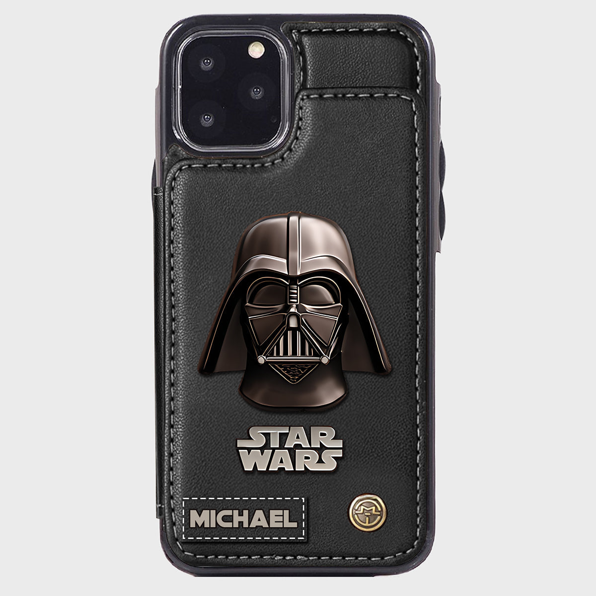 The Black Armored Commander Custom Name - Personalized The Force Wallet Phone Case