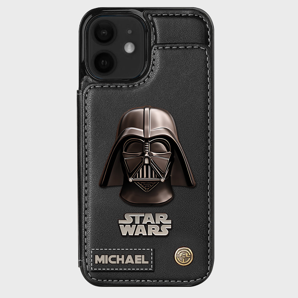 The Black Armored Commander Custom Name - Personalized The Force Wallet Phone Case