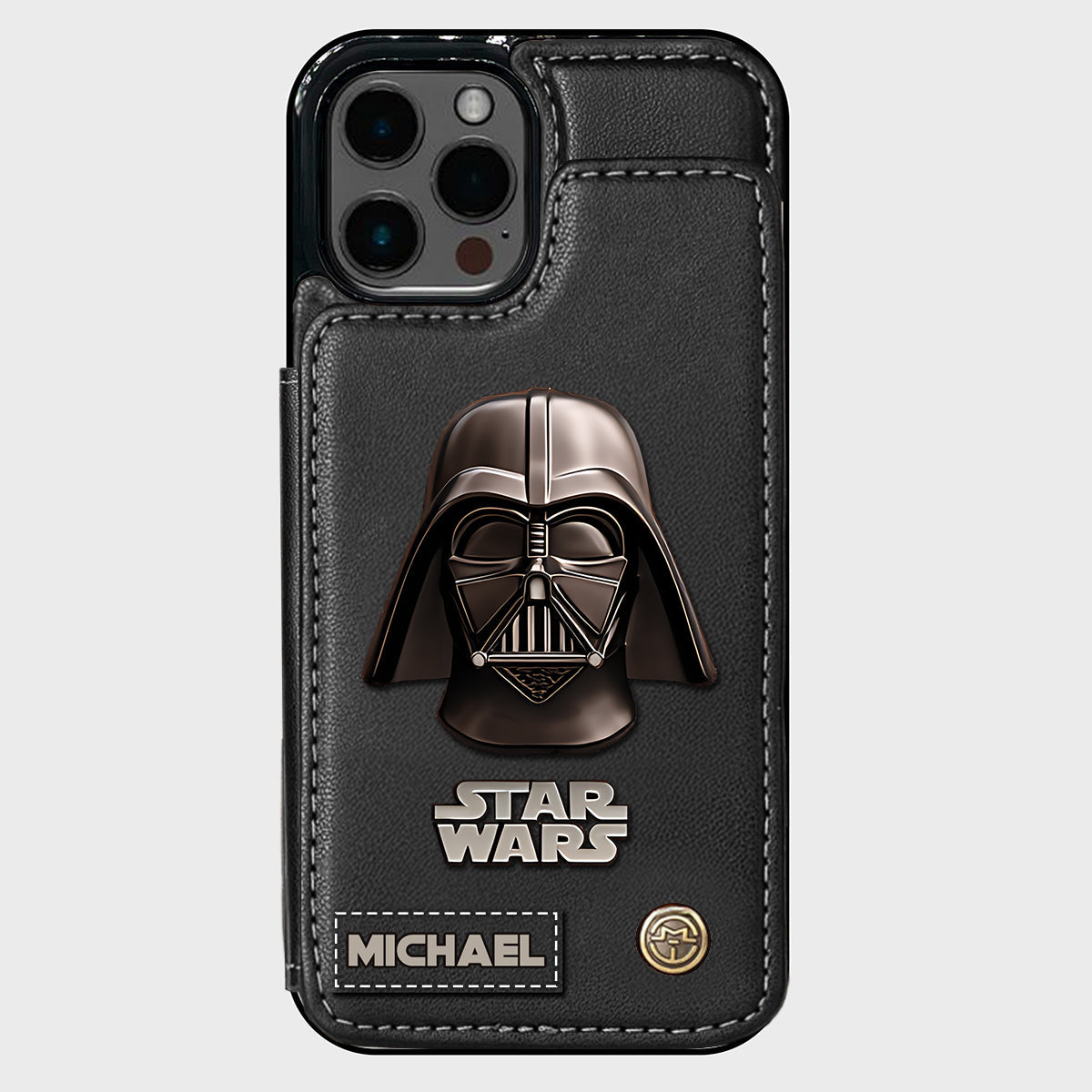 The Black Armored Commander Custom Name - Personalized The Force Wallet Phone Case