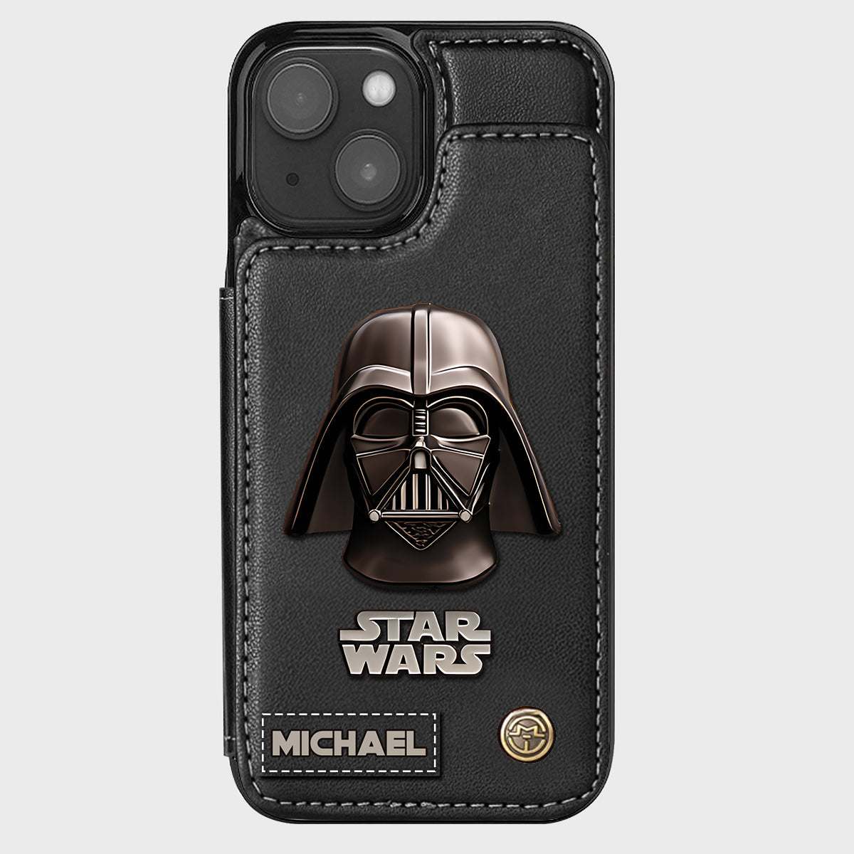 The Black Armored Commander Custom Name - Personalized The Force Wallet Phone Case