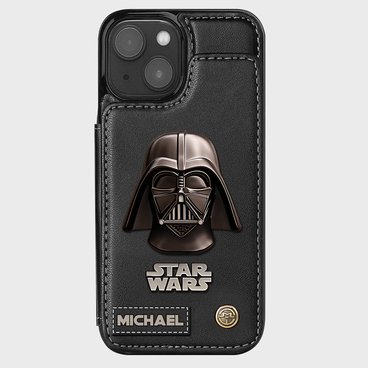 The Black Armored Commander Custom Name - Personalized The Force Wallet Phone Case