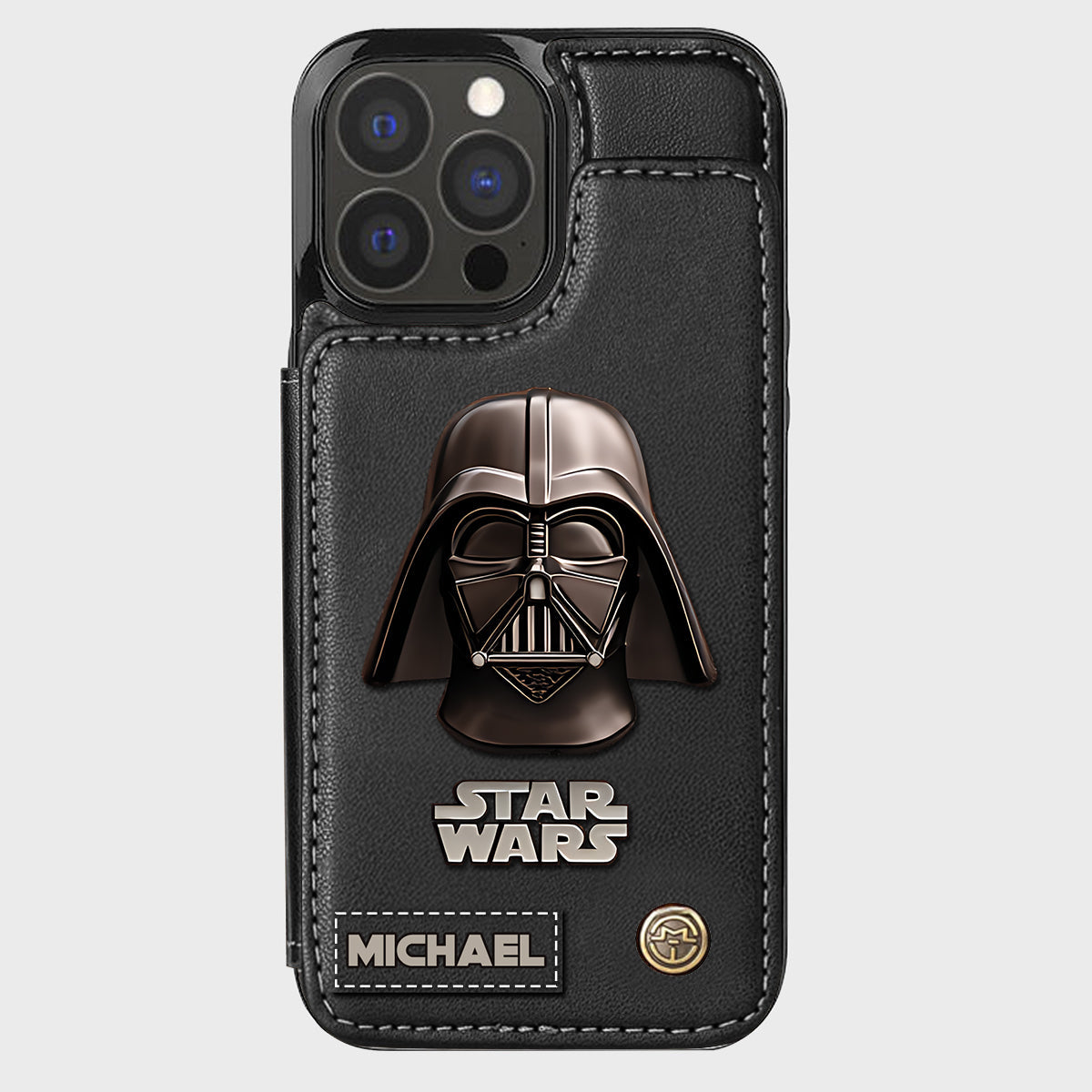 The Black Armored Commander Custom Name - Personalized The Force Wallet Phone Case