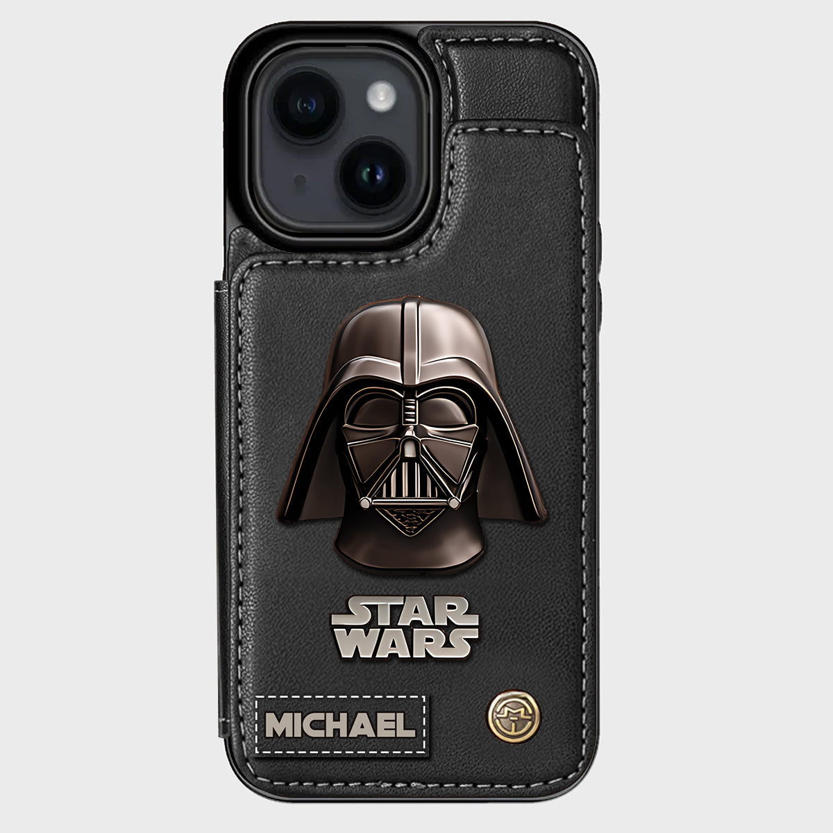 The Black Armored Commander Custom Name - Personalized The Force Wallet Phone Case