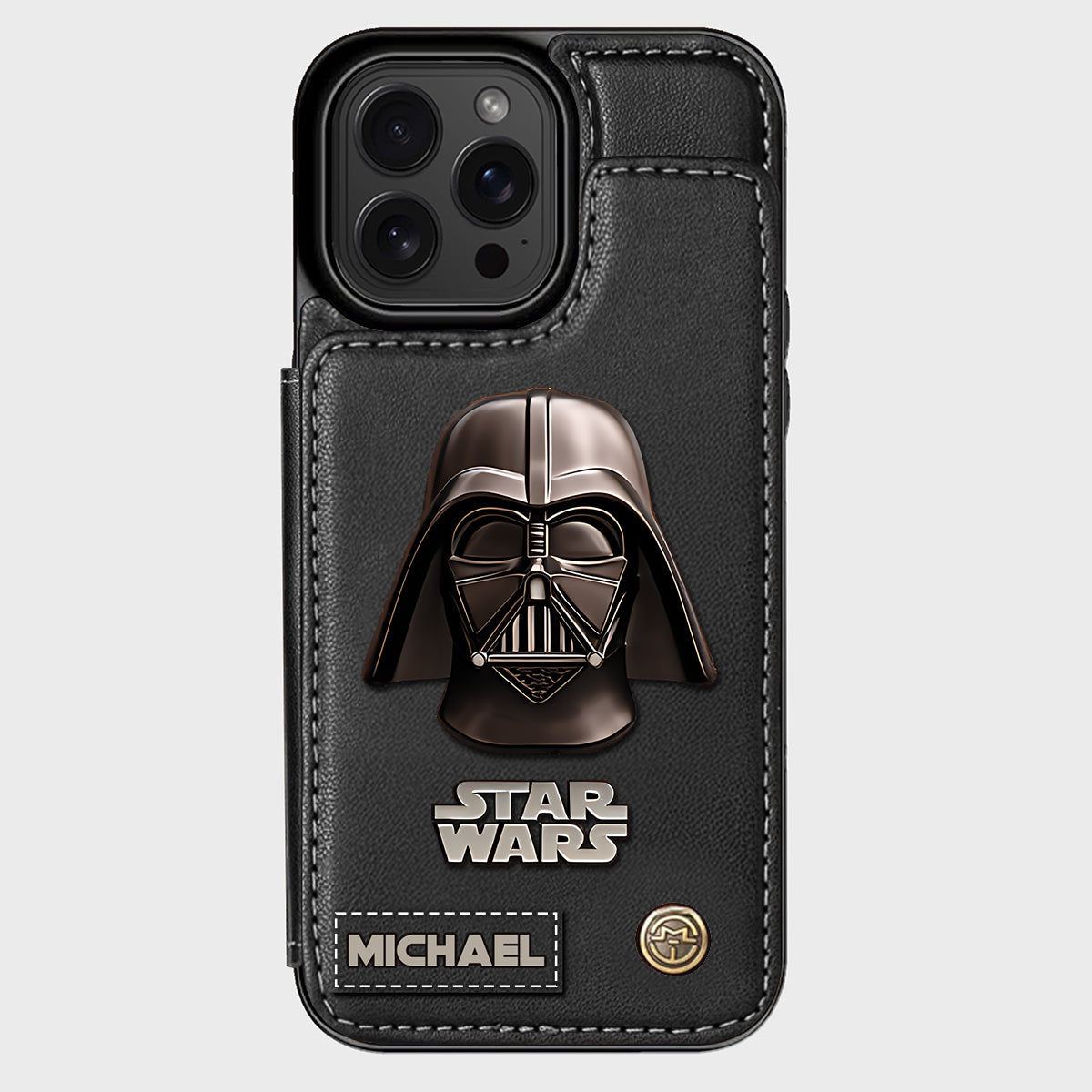 The Black Armored Commander Custom Name - Personalized The Force Wallet Phone Case