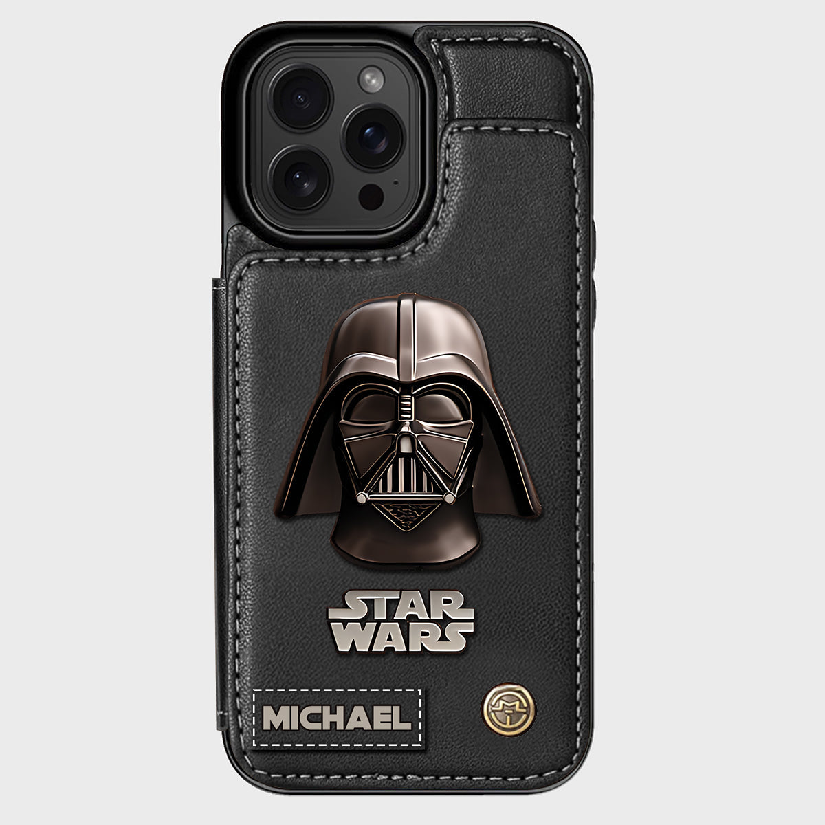 The Black Armored Commander Custom Name - Personalized The Force Wallet Phone Case